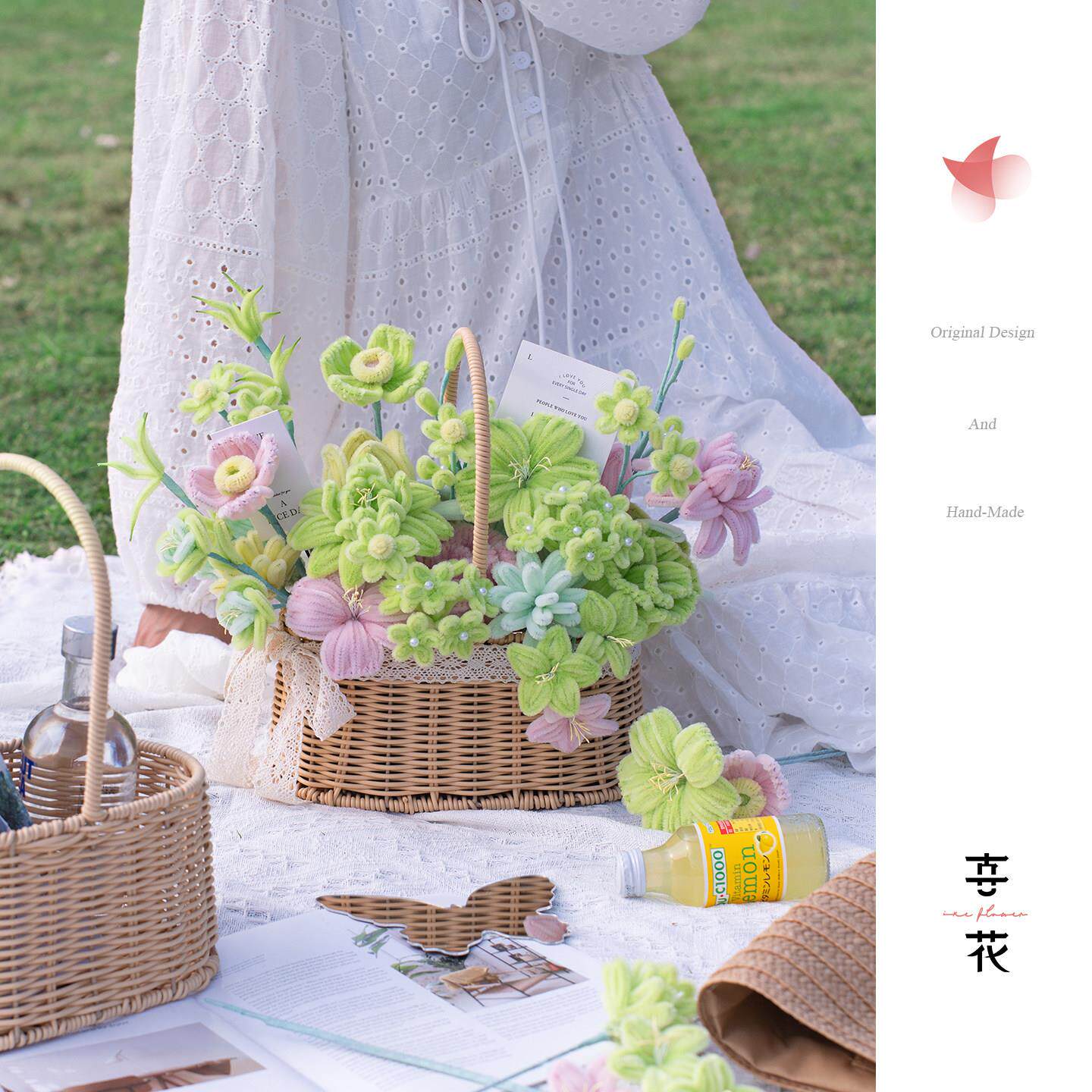 扭扭棒手工花束花篮成品diy材料送同学朋友送闺蜜毕业教师节礼物
