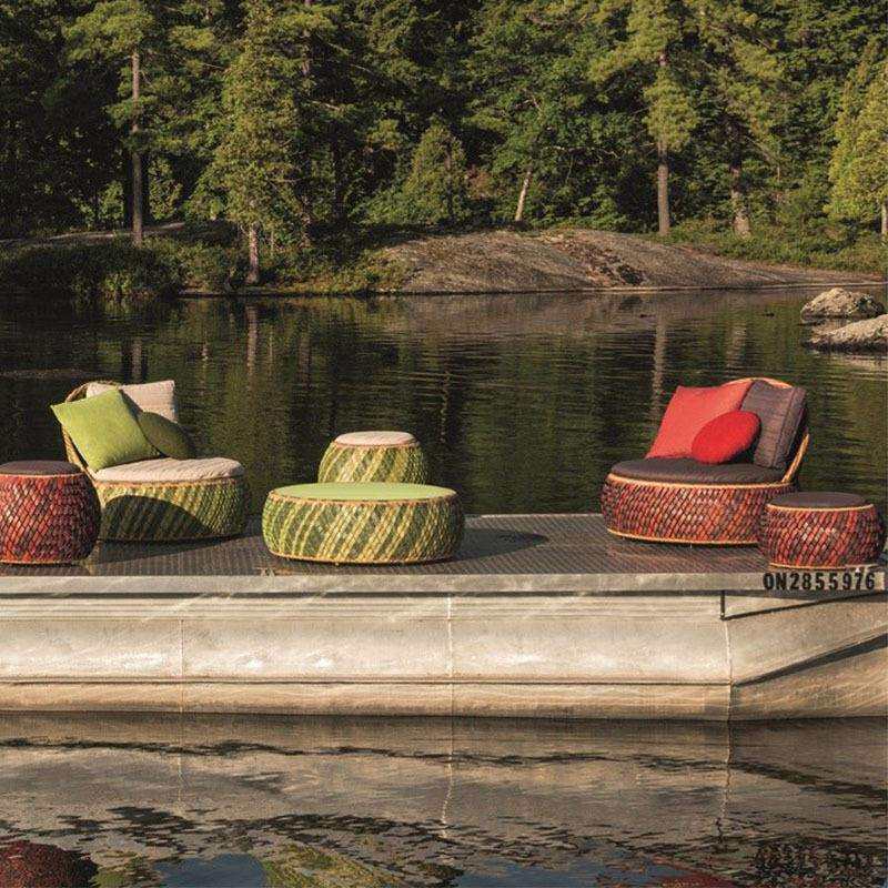 北欧户外沙发家具庭院民宿藤椅沙发茶几组合别墅阳台休闲藤编沙发