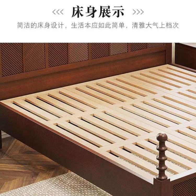 南京厂销售欧美式卧室床 胡桃木1.8 实木双人主卧床家用