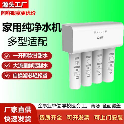 碧丽家用RO反渗透净水器400G大通量一级水效即滤即饮厨下直饮机