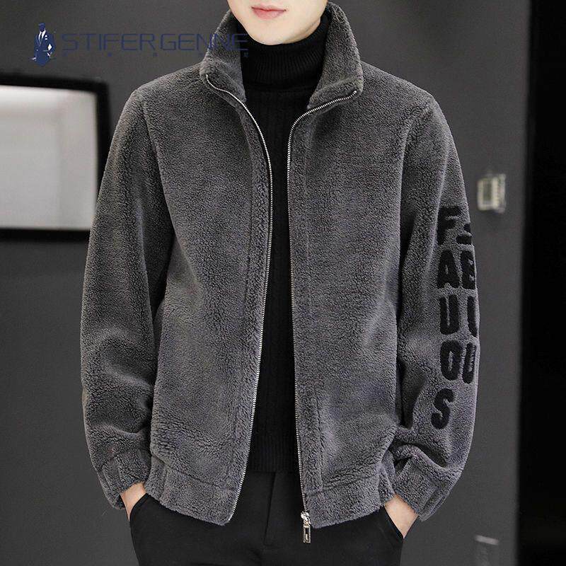 STIFER GENNE保暖皮毛一体外套男冬季加厚休闲高端男士立领棉服