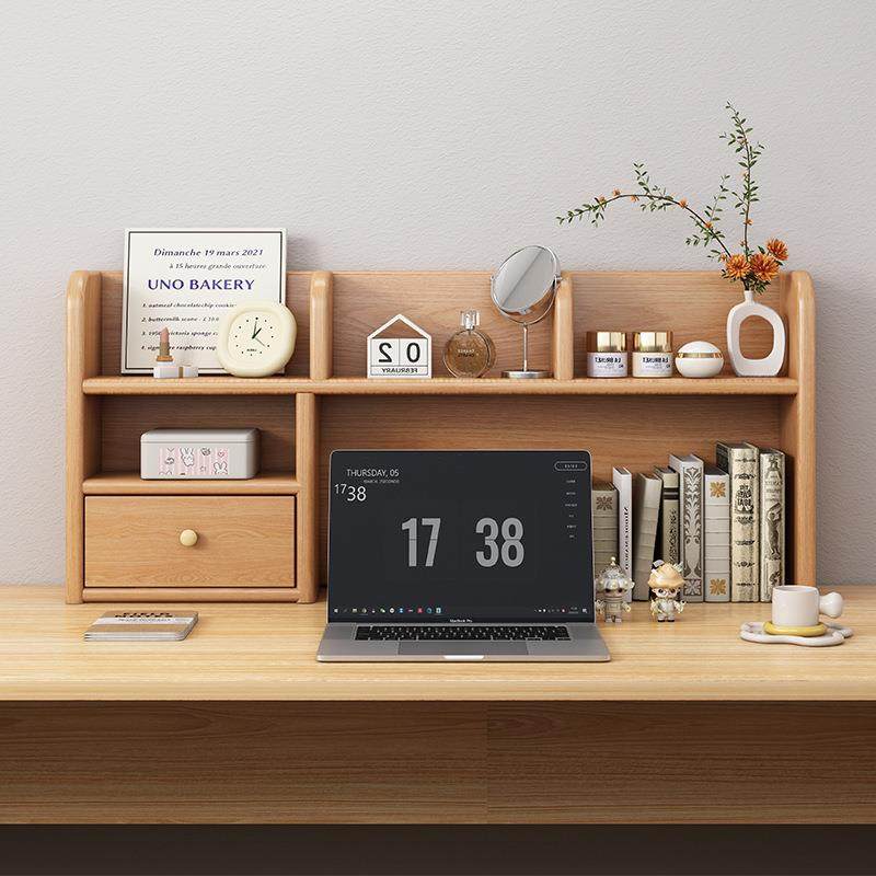 实木桌面书架学生儿童桌上多层松木书桌收纳置物架简易飘窗小书柜