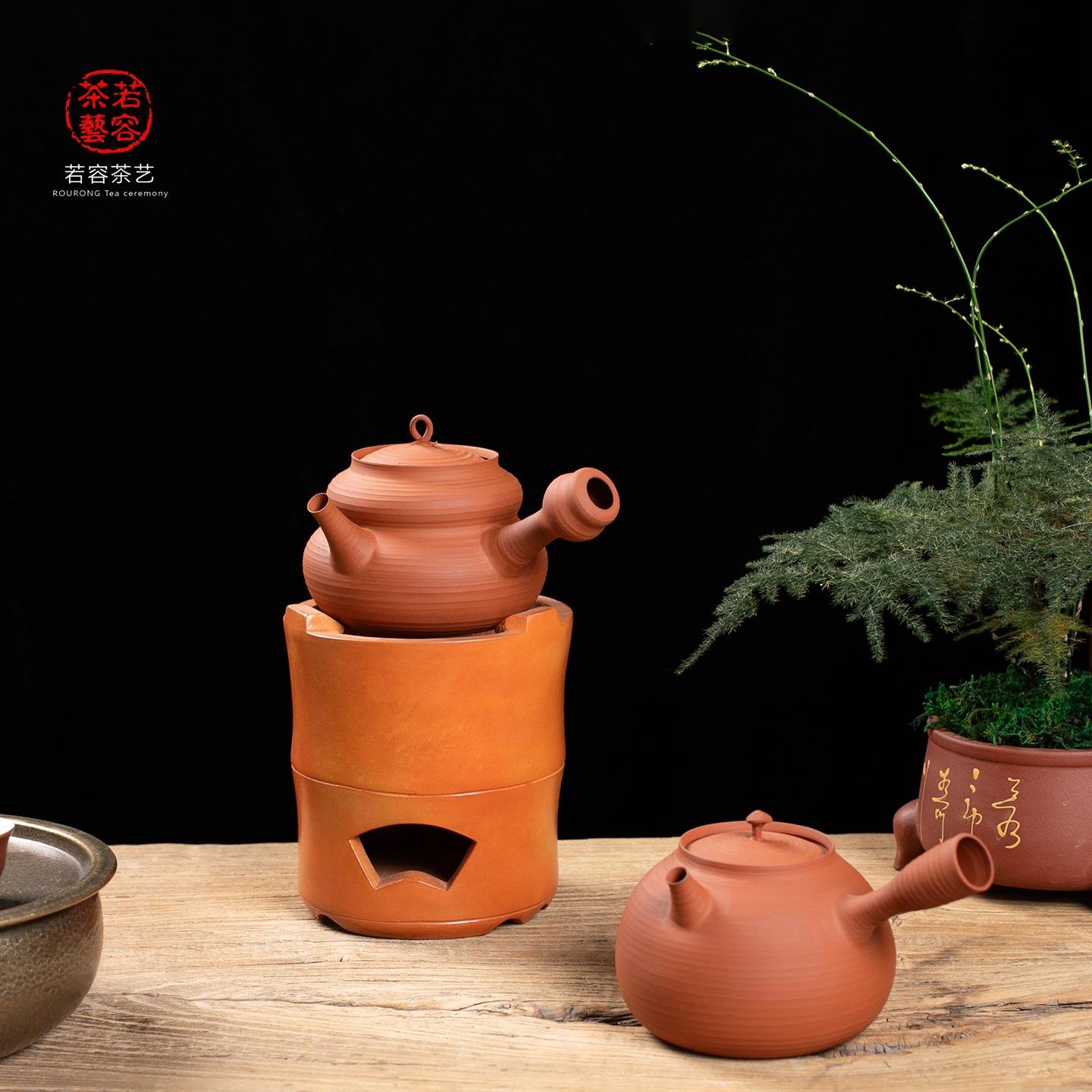 户外烧茶炉煮茶潮州红泥炭炉围炉煮茶整套薄胚卡盖跳盖酒精炉砂铫