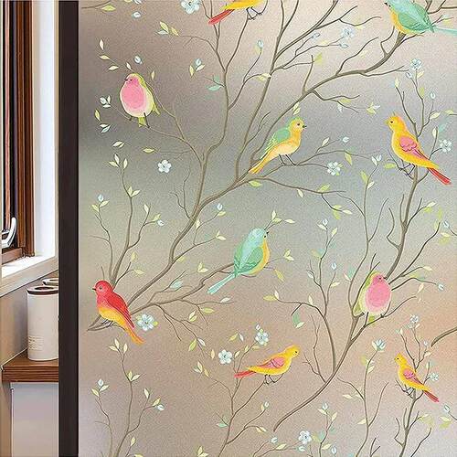 Stained Glass Window Privacy Film Non-Adhesive Static Cling