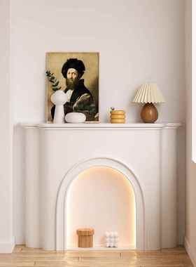 法式奶风油壁BQM炉厅装饰柜发光客置物柜白色室内柜展示柜民宿热