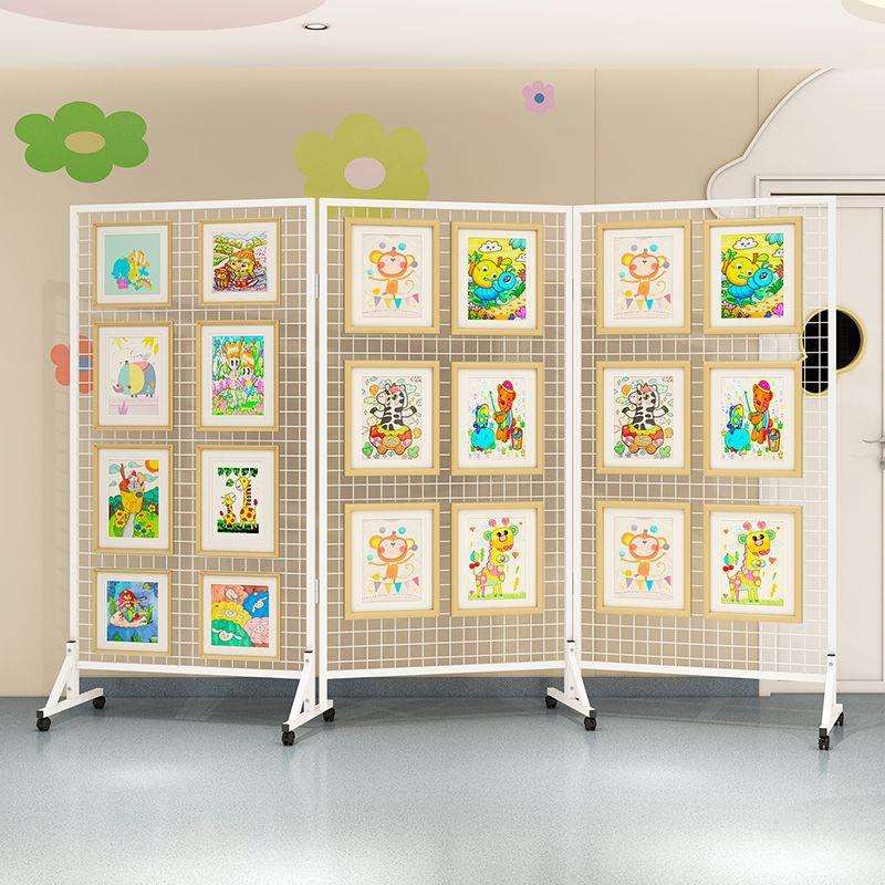 铁艺网格展示架幼儿园绘画作品美工画室画展折叠可移动户外展览架