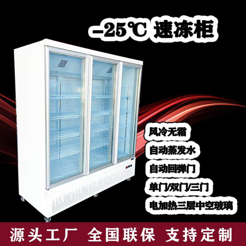 凌雪商用冰箱-25度低温冷冻展示柜风冷除雾玻璃双门三门冷藏柜