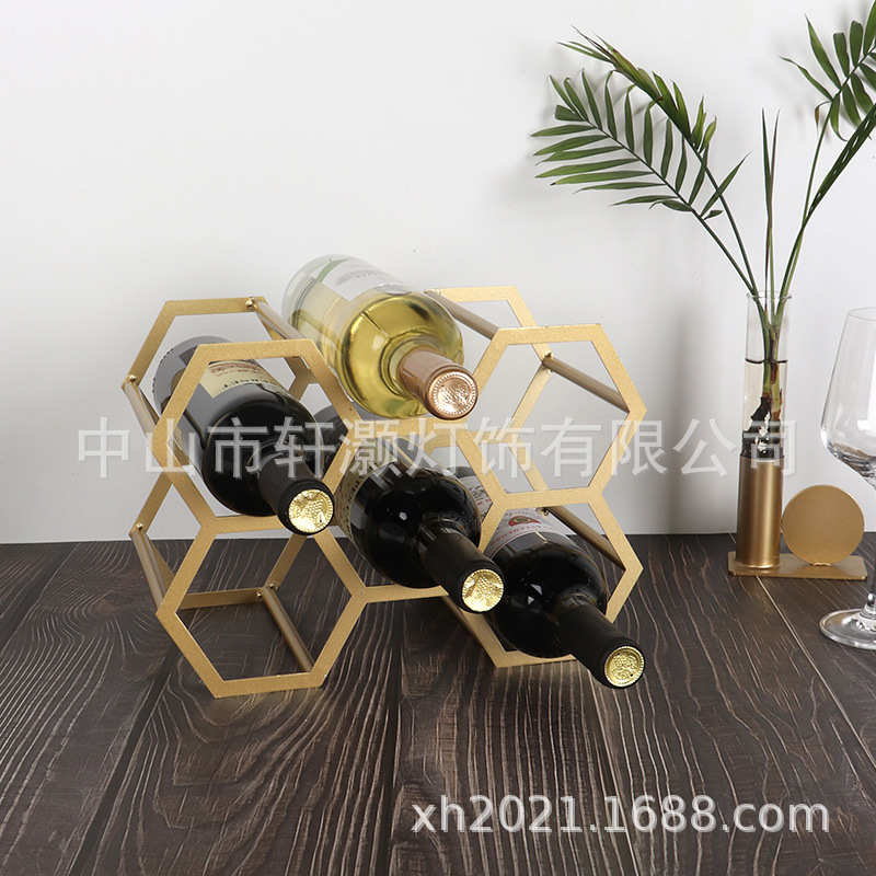 简约创意蜂窝网金属红酒架桌面酒架酒吧酒台吧台红酒架子