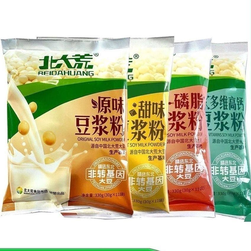 北大荒豆浆粉非转基因大豆冲饮速溶四种口味袋装330克含11小包