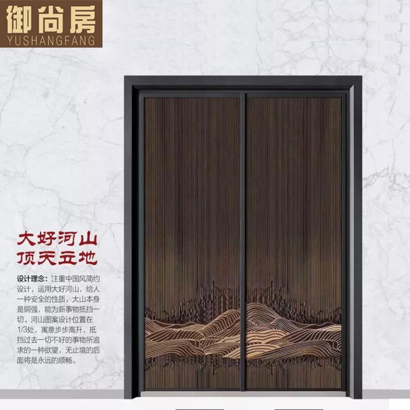 防盗铸卡门墅大门铁艺双开入户中式庭院大门农村别自铝建房484大