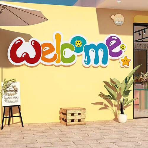 welcome欢迎3d贴画背景墙装饰英文字母奶茶咖啡服装店铺墙贴