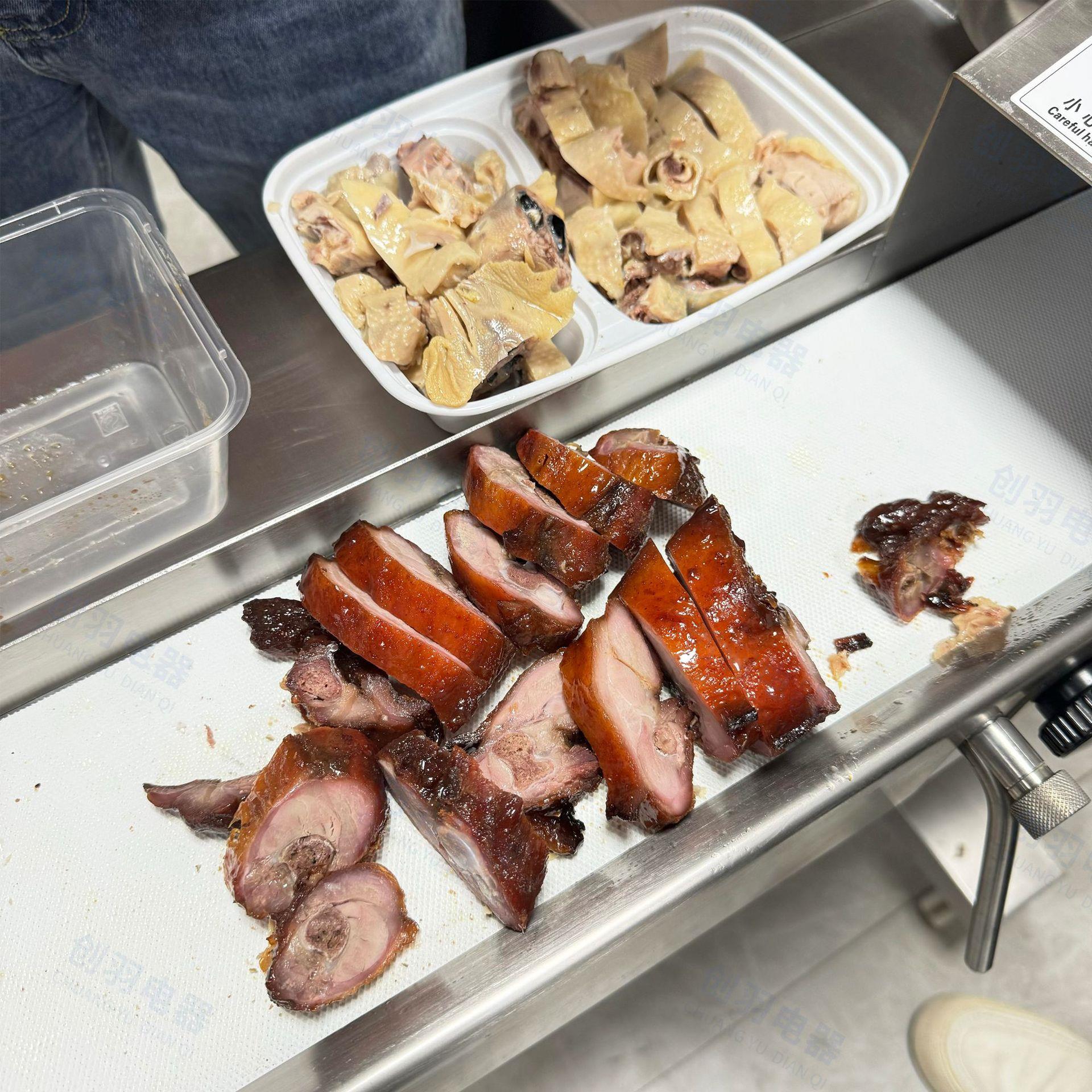 蜜汁鸡腿肉切块鸡304不锈钢商用熟肉切片机扣肉切片机
