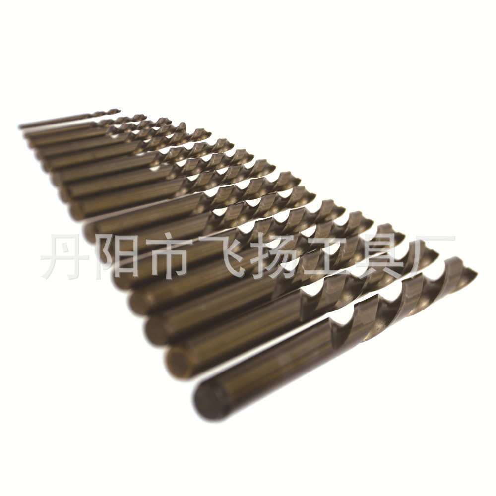 15支套1.5-10mmM35含钴不锈钢开孔高速钢全磨烤黄直柄麻花钻套装