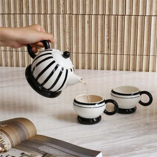 轻奢高档水杯茶壶茶杯客厅待客结婚礼品 圆嘟嘟水具陶瓷茶具套装