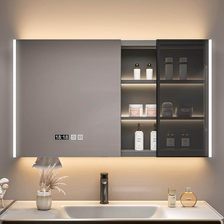 实木浴室智能镜柜单独墙子式无品牌/带除灯雾卫生间美妆镜挂带收
