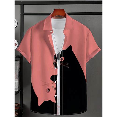 H 39348 Spliced short sleeve shirt 拼接潮流衬衫跨境速卖