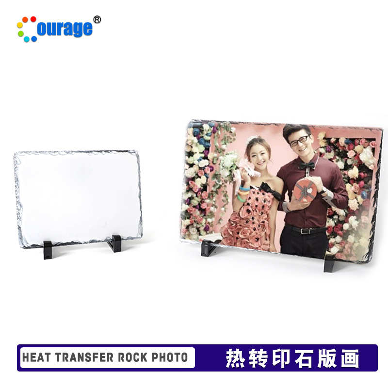 长方形石版画个性印制纪念写真天然岩石头画热转印空白装饰画批发图片