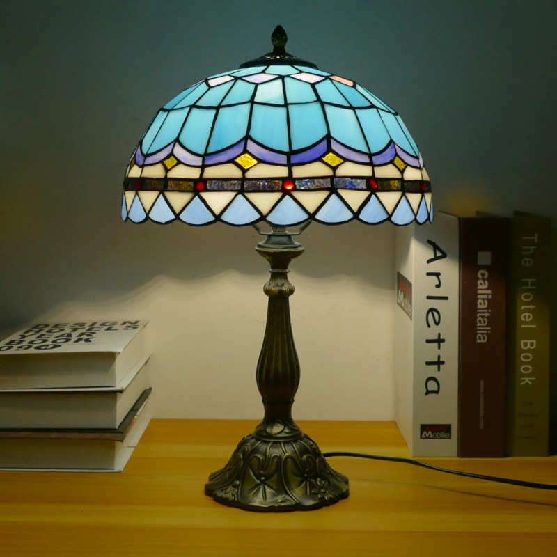 台灯   床头卧室 彩色玻璃台灯台灯小厂家地中海床头酒店客房