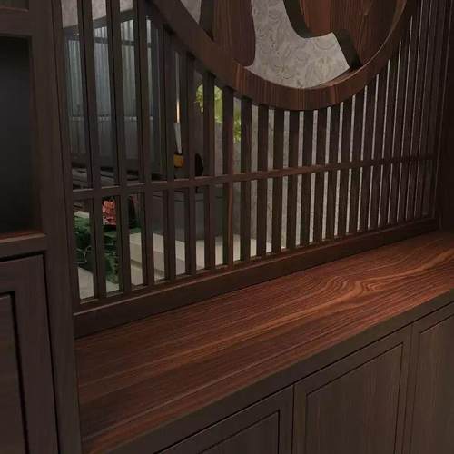 玄新中式实木风客隔断屏柜进门入户别墅关遮挡实木厅聚福985置物