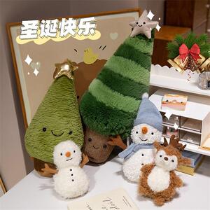 跨境圣诞树大号毛绒玩具玩偶抱枕圣诞雪人麋鹿节日装饰品摆件圣诞