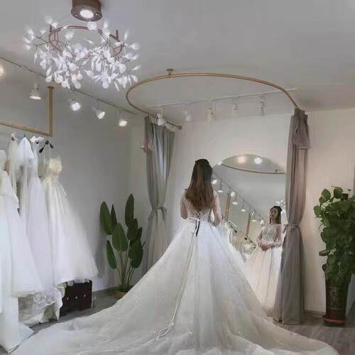 婚纱店试衣圈更衣室换衣间简易U型圈架隔断布杆服装店试衣间C支架