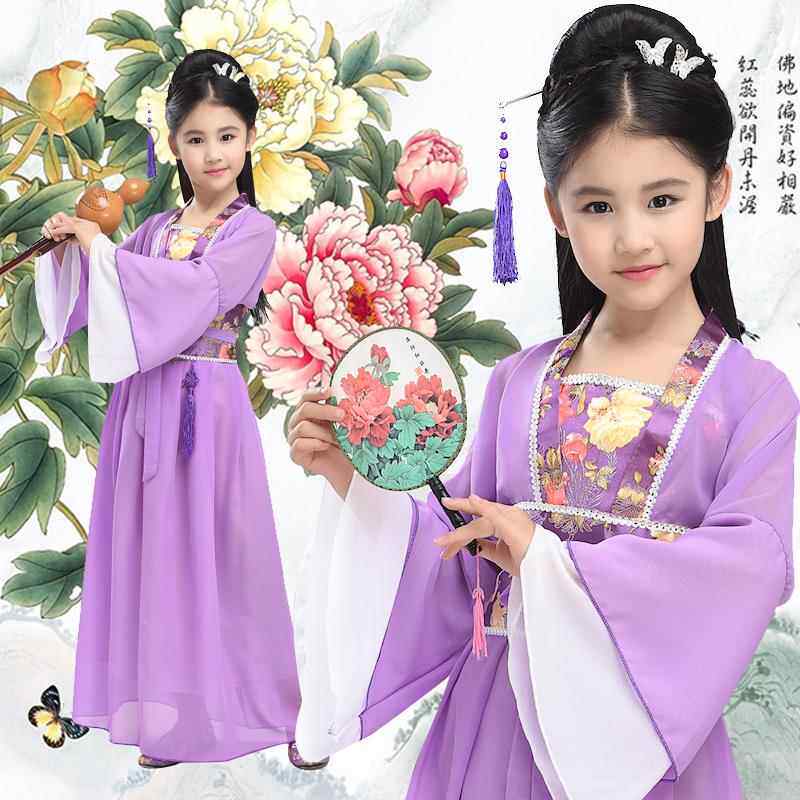 高档儿古装七女服装女幼童儿筝园唐装汉服贵妃公主裙仙小女孩古表