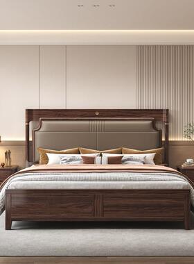 新箱中式8全实木床1.乌金JJB木主卧静音物双人大床简约软靠包储高