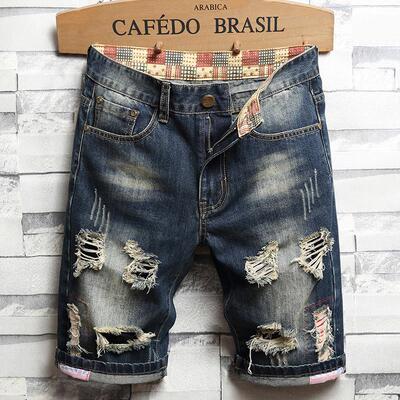 Men's Street Retro Style Spray Paint Print Distressed Ripped