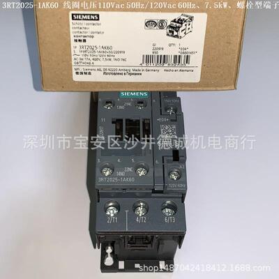 3RT2024-1AK60 接触器 线圈电压110Vac 50Hz/120Vac 60Hz、5.5kW