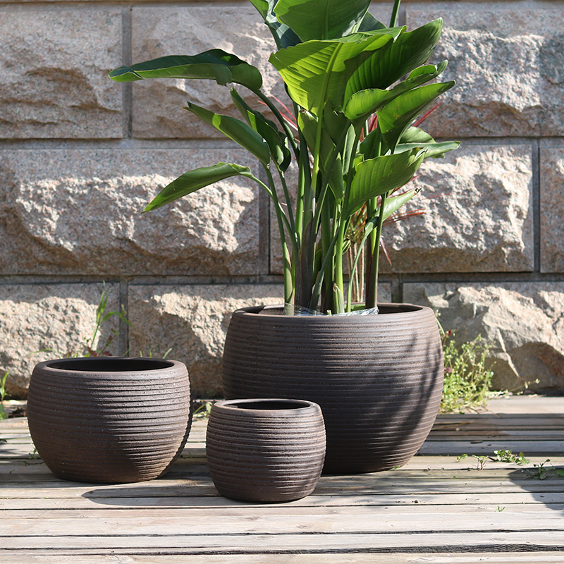 宜兴紫砂花盆特大号圆形大口径陶罐户外别墅种树绿植盆栽陶瓷花盆