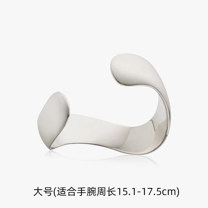 高档SUDROV素觉手镯 约大气计高感轻奢足银时髦纯设银简级镯子女
