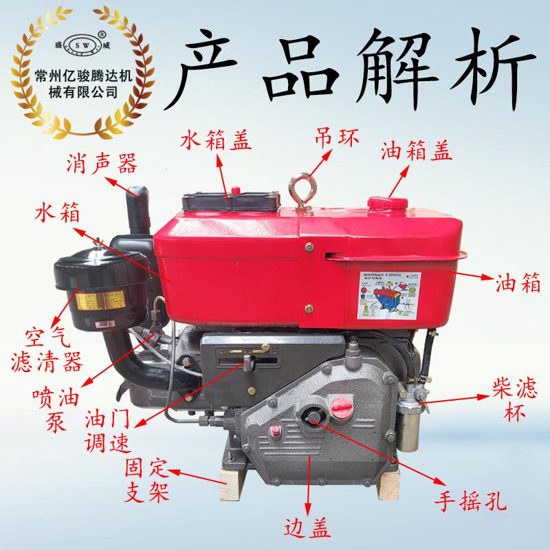 常州水冷柴油发动机 r190单缸柴油机 10马力拖拉机机头跨境东南亚