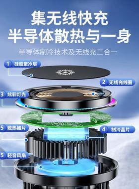 27W半无线充车载磁吸导超频降RZQ温体手机散热器风口导航氛围出灯