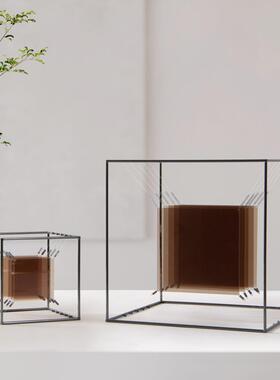 极简现代高级感金属轻奢亚克力叠影工艺品售楼处软装饰品客厅摆件