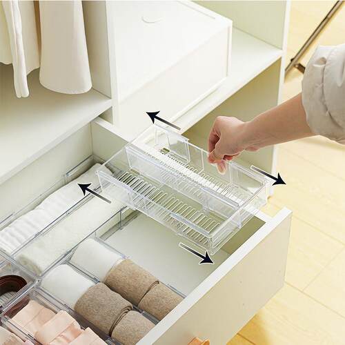 Adjustable and Scalable Drawer Organizer, Partitioned Sock S
