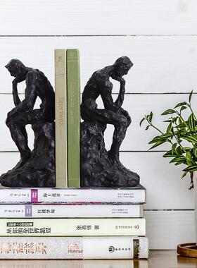 简约现代思考者书立书靠书夹简欧式书房样板房书架书桌装饰品摆件