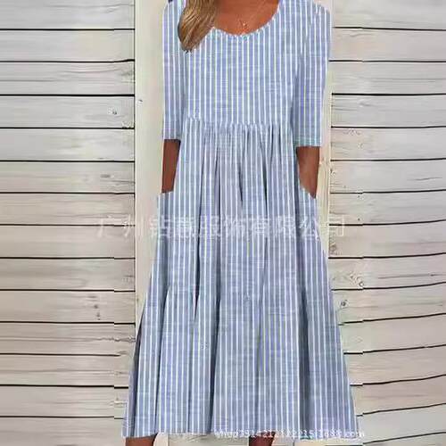 Dazhuang Shuya striped dress 大摆舒雅条纹连衣裙