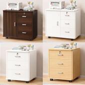 文件柜办公木制柜带0852963锁小柜子移室矮动收纳带轮办公桌下储