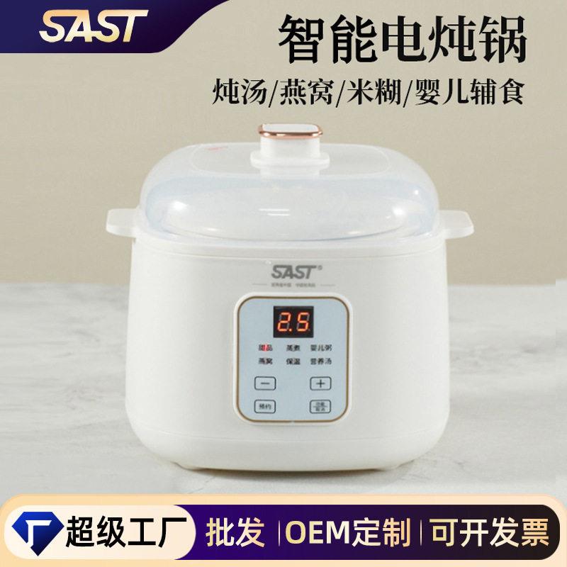 SAST电炖锅1L迷你陶瓷养生燕窝电炖盅家用全自动小型隔水炖锅