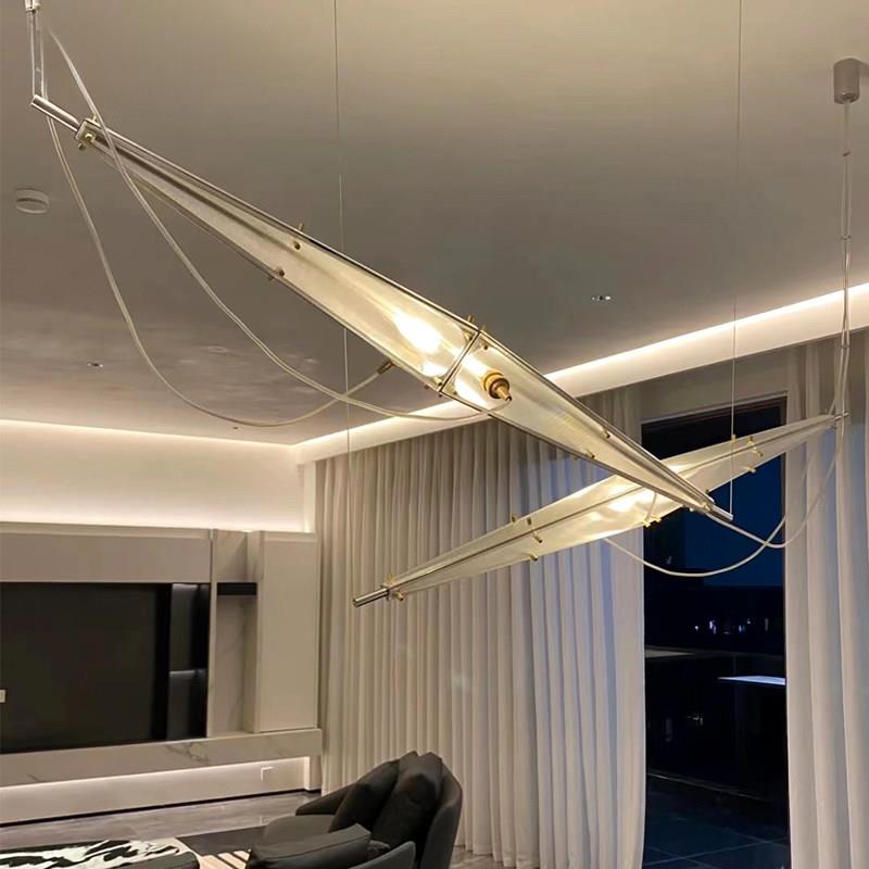 陈星宇饭厅吊灯简约意式设计师工业风loft楼梯吧台设计感玻璃吊灯