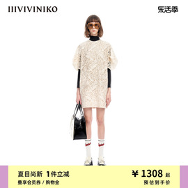 IIIVIVINIKO夏季“古典蕾丝”复古6分袖连衣裙女M320636343D