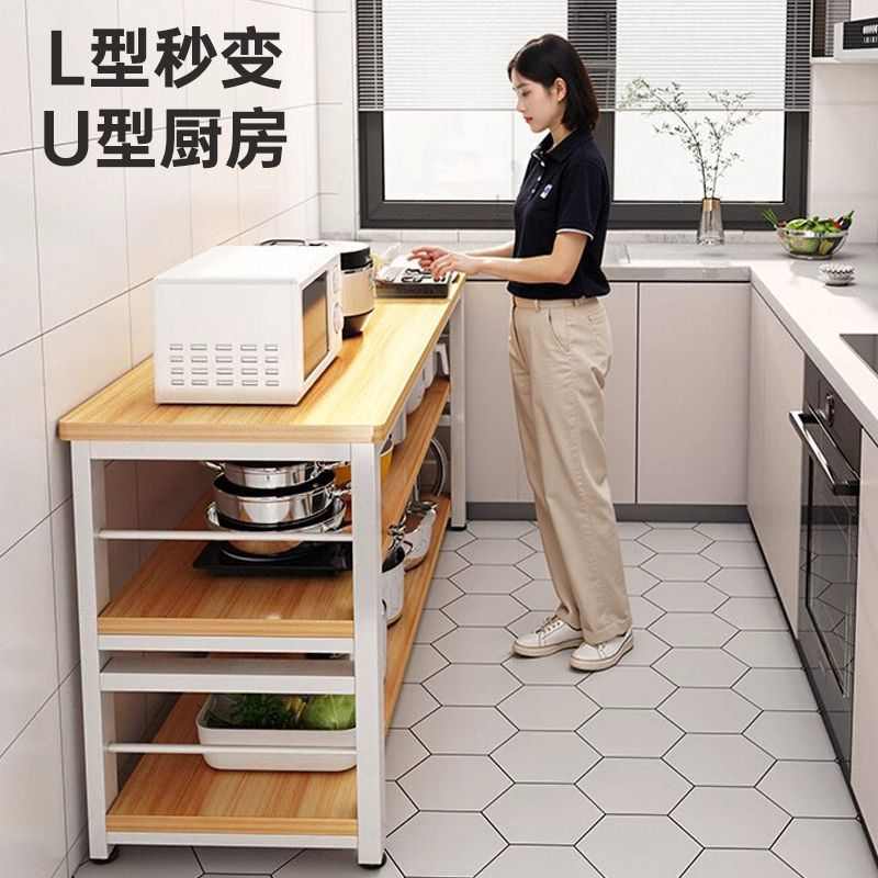 厨房橱柜置物架落地多层收纳柜多功能微波炉切菜餐边碗柜储物柜子