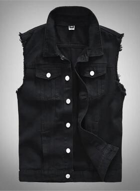 G 73073 Men's solid denim sleeves vest 士纯色牛仔无袖马