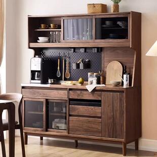 北美黑胡桃木餐边柜全实木樱桃木原木餐厅储物柜厨房收纳柜茶水柜