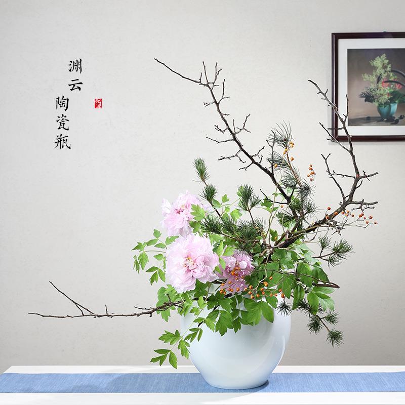 网红白色创意大花瓶简约装饰玄关干花装饰摆件鲜花水培插花器皿