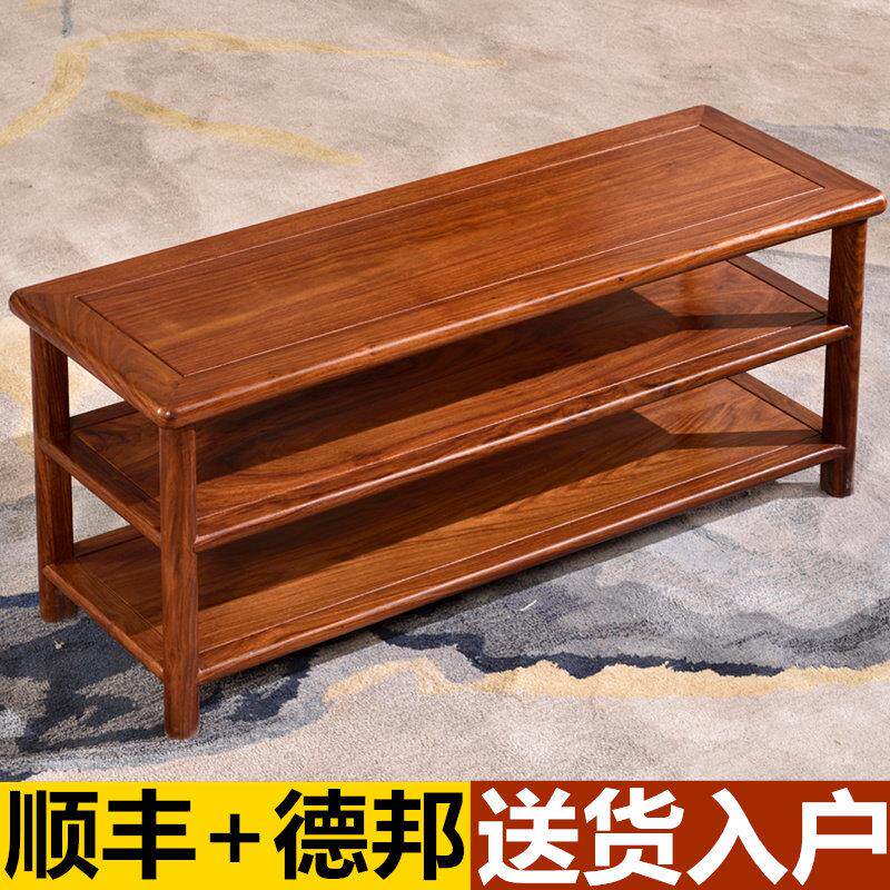 红木花梨木刺猬紫檀鞋柜中式多层家用实木鸡翅收纳换鞋凳置物架子