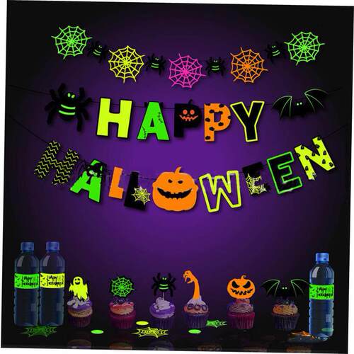 Halloween Fluorescent Letters Banner Luminous Party Scene La