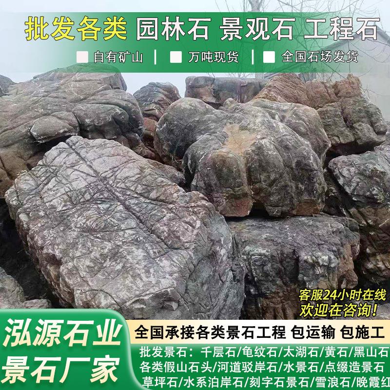 龟纹石景观石头园林工程石天然原石河道驳岸石假山石头龟纹石