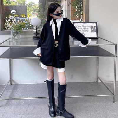 英国Next Kiss女童西装套装春秋韩系儿童拼接西服女孩高级感穿搭
