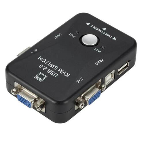 VGA切换器2进1出vga kvm两台主机共用一个显示器usb键盘鼠标电脑